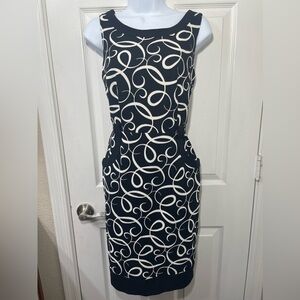 London Times Black and White Sheath Dress-Size 6